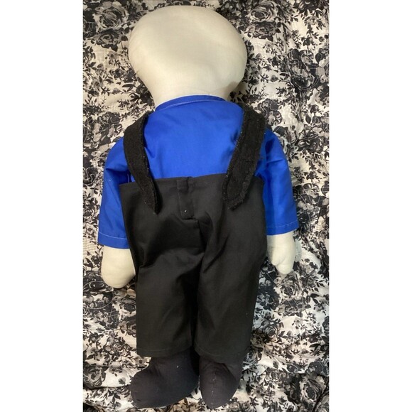 Faceless Handmade Amish Dolls Man & Woman in Traditional Amish Blue & Black - Picture 11 of 14